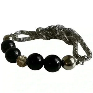 Silver beaded bracelet women’s jewelry rhinestone chainmail